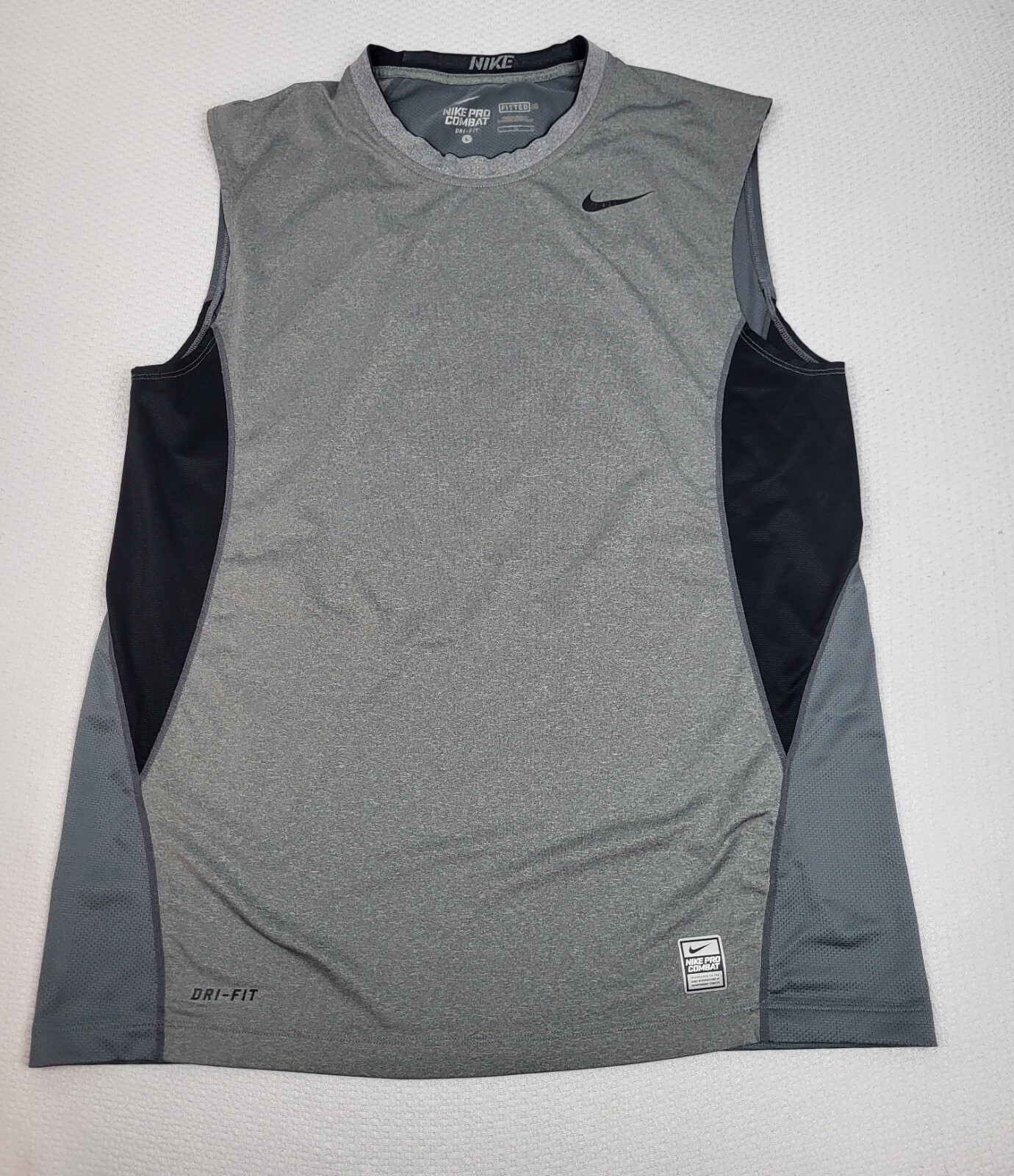 Nike Pro Combat Mens Large Gray Compression Sleeveless Performance Shirt