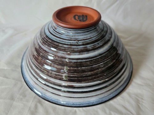 Large colourful studio pottery bowl, Circa late 20th century - Picture 9 of 12