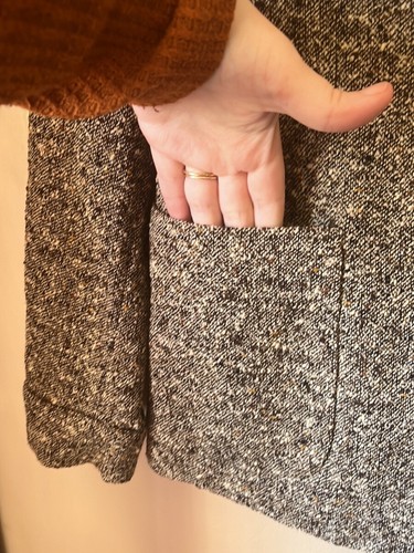 MaxMara Brown & Cream Wool-Blend Belted Tweed Blazer Jacket Size 8 - Picture 4 of 10