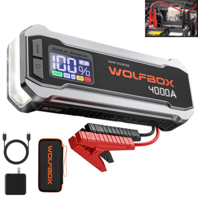 12V Car Jump Starter 4000A Booster Jumper Power Bank Battery Charge LCD Display