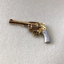 Vintage Tie Tack Lapel Pin Gun Pistol Revolver Firearm