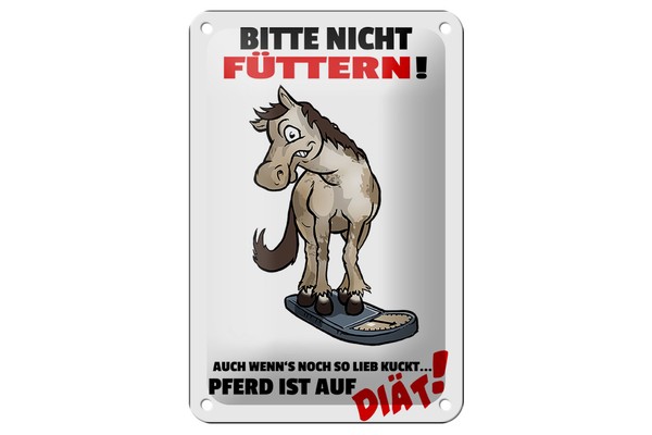 Blechschild Hinweis 12X18 Cm Bitte Nicht FüTtern Pferd DiäT Deko Schild-image