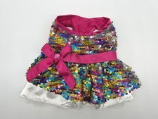 Build A Bear Promise Pets Sequin Dress Pink Bow White Satin Teddy Clothes Outfit