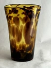 Vintage Blown Art Glass Vase 8” Tortoise Shell Pattern Amber Brown Murano Style