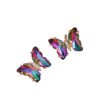 Multi-Colored Gradient Rhinestone Butterfly Stud Post Earrings- New - Multicolor