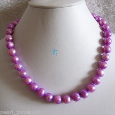 18" 10-12mm Light Purple Freshwater Pearl Necklace Fashion Strand Jewelry