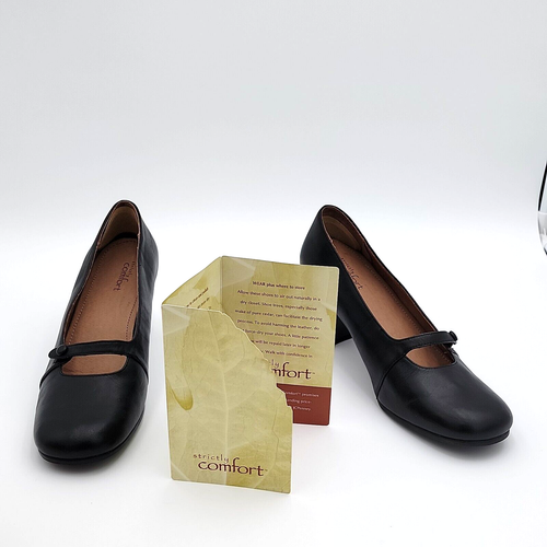 Strictly Comfort 9.5M Pumps Mary Jane Black Leather Professional Heels NIB NOS - Picture 2 of 15