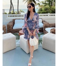 MISA LOS ANGELES Yasemin Butterfly Sleeve Babydoll Dress NWT Size Small  Blue