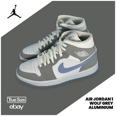 Nike Air Jordan 1 Mid Wolf Grey Aluminium Wmns 43