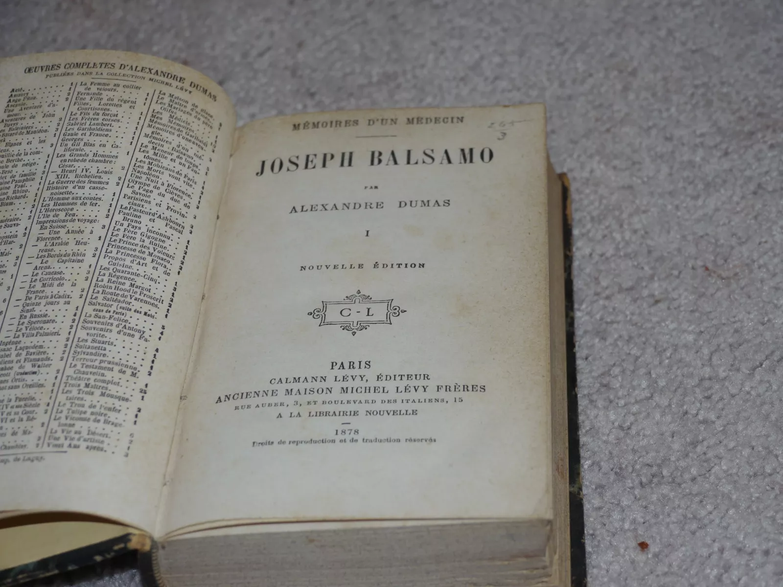 ALEXANDER DUMAS: Joseph Balsamo 1878 Paris La Librairie Nouvelle HC Antique - Picture 3 of 4