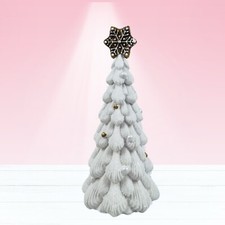 White Gingerbread Christmas Tree with Gingerbread Snowflake Star, 10.5  New