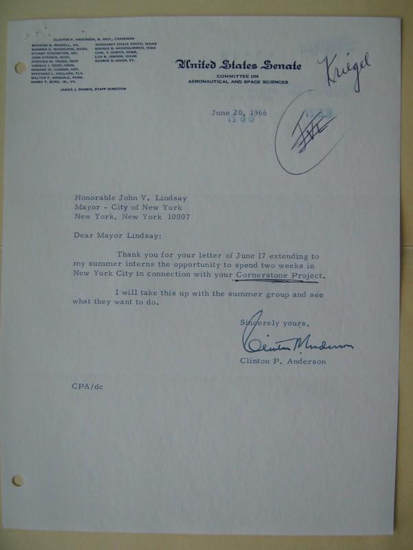 SIGNED personal letter NEW MEXICO Senator CLINTON ANDERSON genuine VINTAGE rare