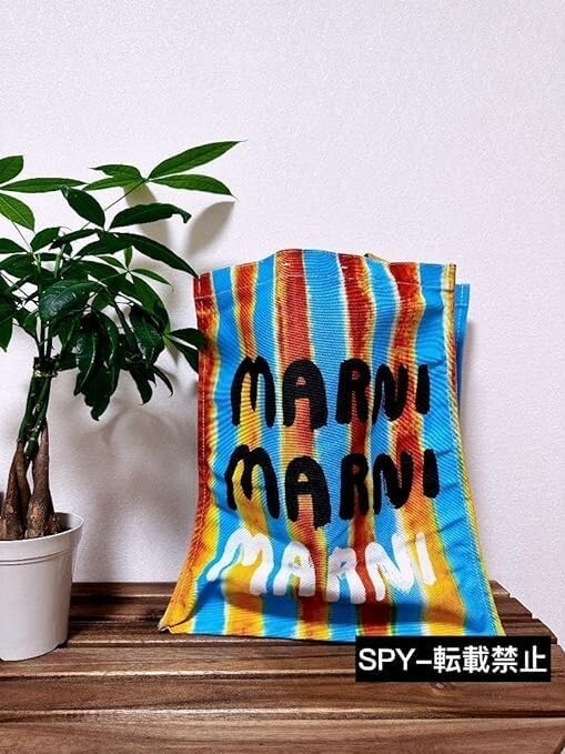 MARNI Novelty GIFT tote bag Shanghai Limited Striped Canvas