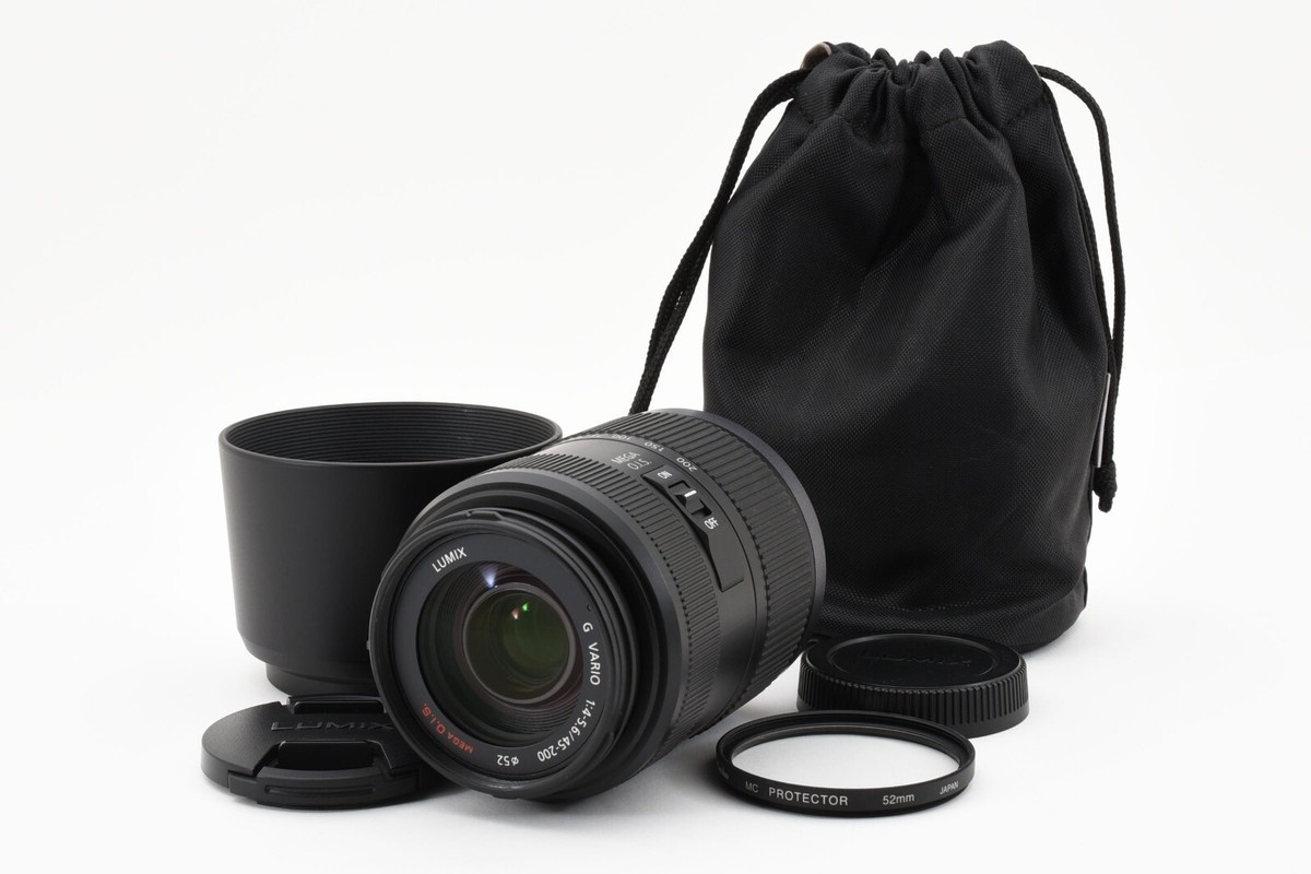 Panasonic LUMIX G VARIO 45-200mm F/4-5.6 Lens w/Hood, Case Panasonic LUMIX G VARIO 45-200mm F/4-5.6 Lens w/Hood, Case