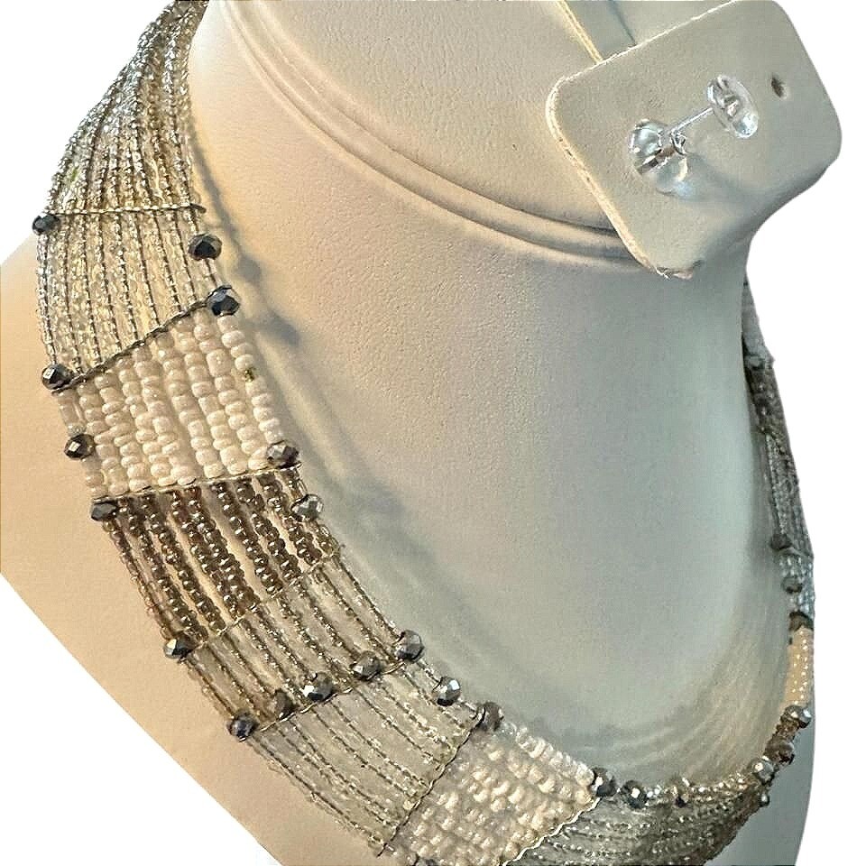 Beaded Necklace Multi Strand Statement Costume Ch… - image 5