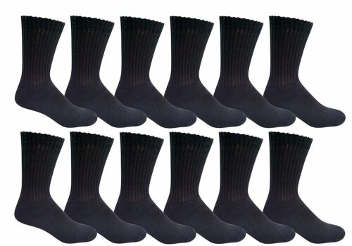 12 Pairs Men's Athletic Solid Black Cotton Crew Socks Sports Socks Size 9-11 USA - Picture 5 of 6