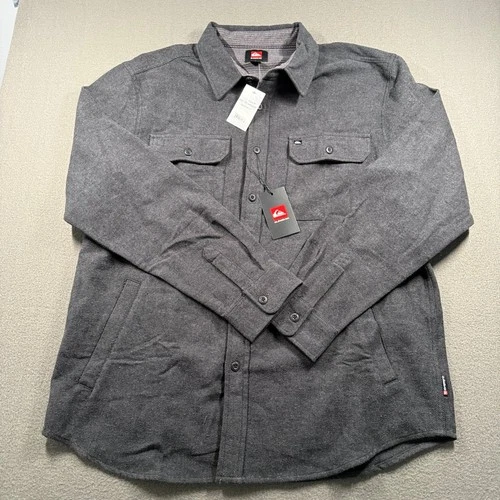 Quiksilver Men Large Anthracite Gray Heavy Twill Shirt Jacket QSM35LW142 video thumbnail
