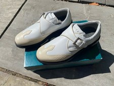 ECCO Ladies Soft Spikes Golf Shoes White Beige Buckle UK 6 EU 39 Womens