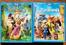 Zootopia Tangled Blu-ray and DVD Combo W/ Slipcovers