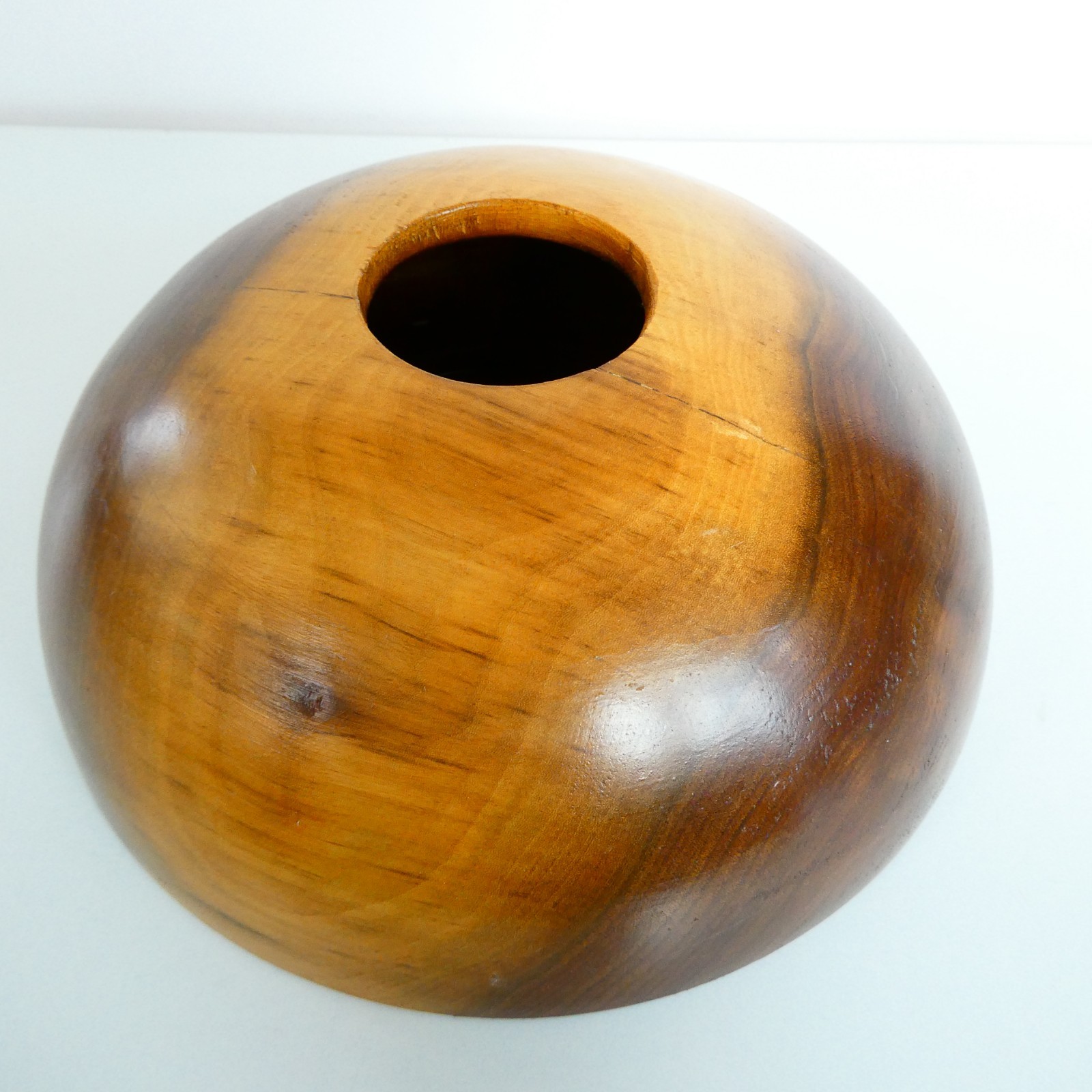 Artisan Hand Turned  Wood Bowl Vase Half Circle Flat Base  9.5x4 inch Handmade