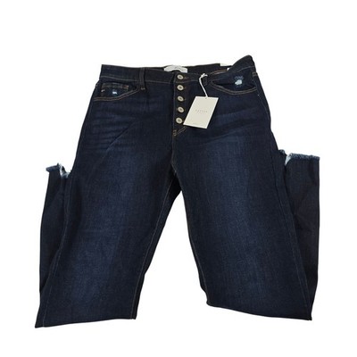 KanCan High Rise Super Skinny Jeans Dark Wash Button Fly Raw Hem 15/31 NEW