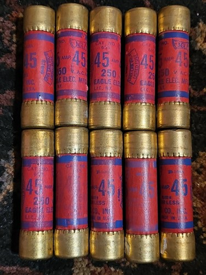 #ad #ad Eagles Electric Fuse 45 AMP CAT No 655 250 V New Never Used LOT 10 Fuses $25.00