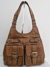 Borsa a tracolla in vera pelle marrone marrone marrone marrone con fibbia multitasche hobo borsetta