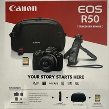 Canon EOS R50 4k Video 24.2MP Mirrorless Camera Bundle RF-S 18-45mm batt&charger