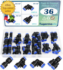 36PCS 1/4"OD Push to Connect Fittings Kit Quick Connect Air Hose Fittings 1/4"OD