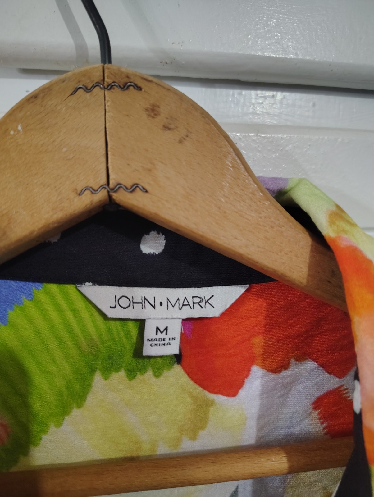 John Mark Vibrant Patchwork Print Point Collar Ro… - image 2