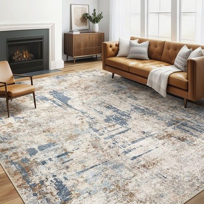5x8 Area Rug Washable Rugs: Living Room Large Abstract Modern Soft Stain Resi...