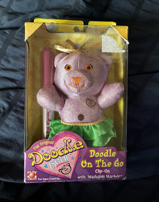 2006 Play Along Doodle Bear Doodle On The Go Clip-On Plush w/ Washable Marker