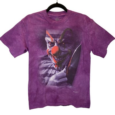 The Mountain T-Shirt Mens Medium Purple Tie Dye Evil Clown Horror Killer Clown