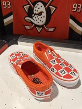 VANS x Anaheim Ducks CLASSIC SLIP-On Orange (DUCK CHECK) Youth 12.0