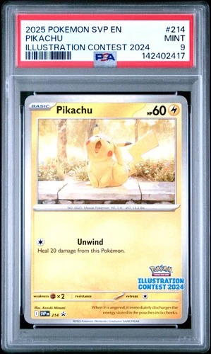 2025 POKEMON SVP EN-SV BLACK STAR PROMO ILLUSTRATION CONTEST 2024 PIKACHU PSA 9