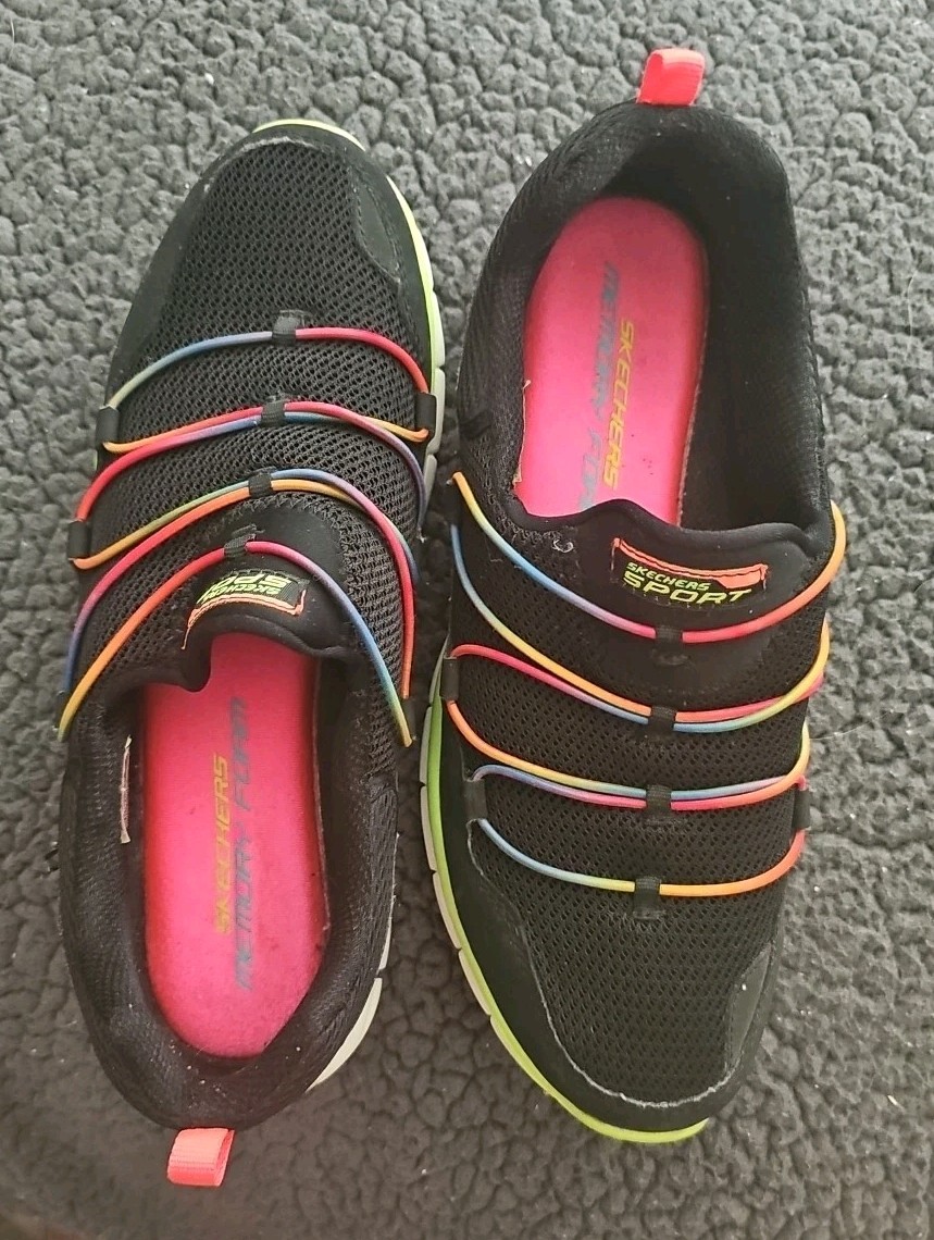 SAOLA Skechers Sport Memory Foam Slip On Donna 10 Nero con Arcobaleno