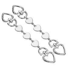 2PCS 6.3" Purse Extender Chain Metal Pink Heart Decorative Chain Silver