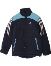 ADIDAS Boys Graphic Padded Jacket 9-10 Years Navy Blue Colourblock CI09