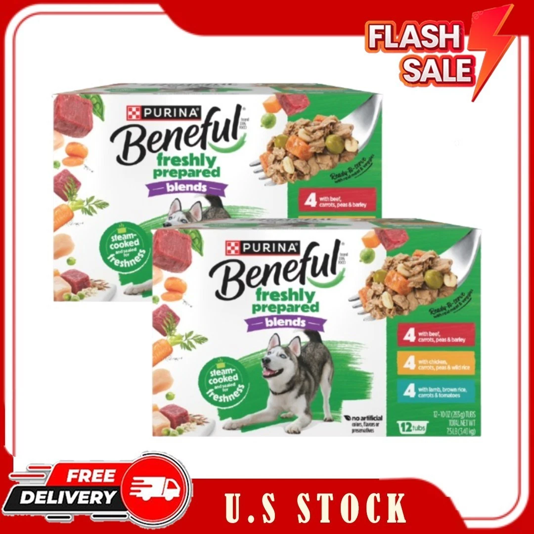 2 Pack Purina Beneful Freshly Prepared Blends Variety Wet Dog Food 10 oz