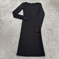 Pieces Ribbed Knit Bodycon Midi Dress Womens XS Black Long Sleeve Casual Stretch