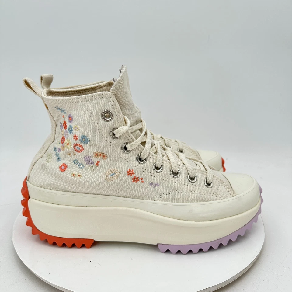 Converse Run Star Hike Hi Women Size 10 A01583C Embroidered Floral Platform Shoe - Image 4 of 4