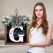 Ultra Large 14'' Last Name All Year Round Front Door Wreath with 26 Initial Lett