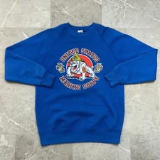 80s Vintage USMC Marine Corps Sweatshirt Mens Large Bulldog Pullover Crewneck