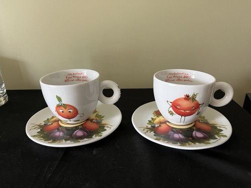 2 ILLY COLLECTION EXPO MILANO 2015 ESPRESSO CUPS AND SAUCERS ITALY