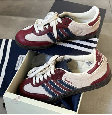 adidas Samba Sneaker Unisex Erwachsene EU 40 Bordeaux Weiß Blau Wildleder
