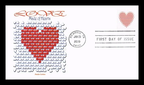 US COVER FIRST DAY OF ISSUE PANDA CACHETS LOVE MADE OF HEARTS