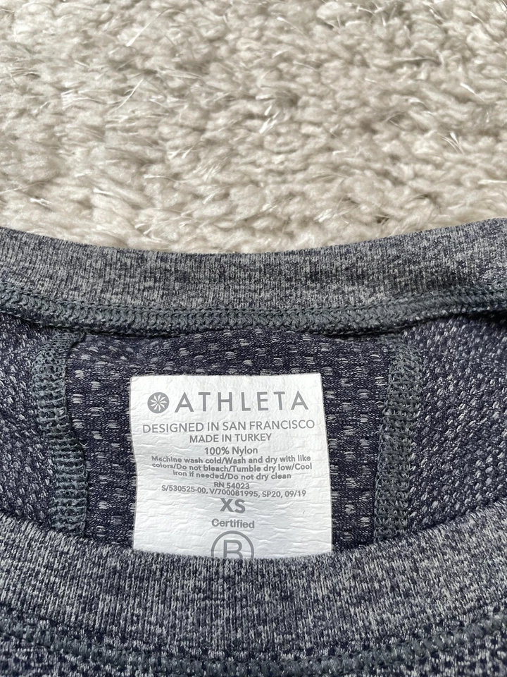 Camisa Athleta Mujer XS Gris Sin Costuras Manga Larga Rendimiento Ropa Activa Foto 4 de 4