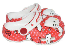 Zuecos perforados Sanrio Hello Kitty rojos para niñas pequeñas talla Crocs (C6)