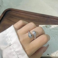 2.5Ct Round Simulated Emerald Elegant Snake Open End Ring 14k White Gold Plated