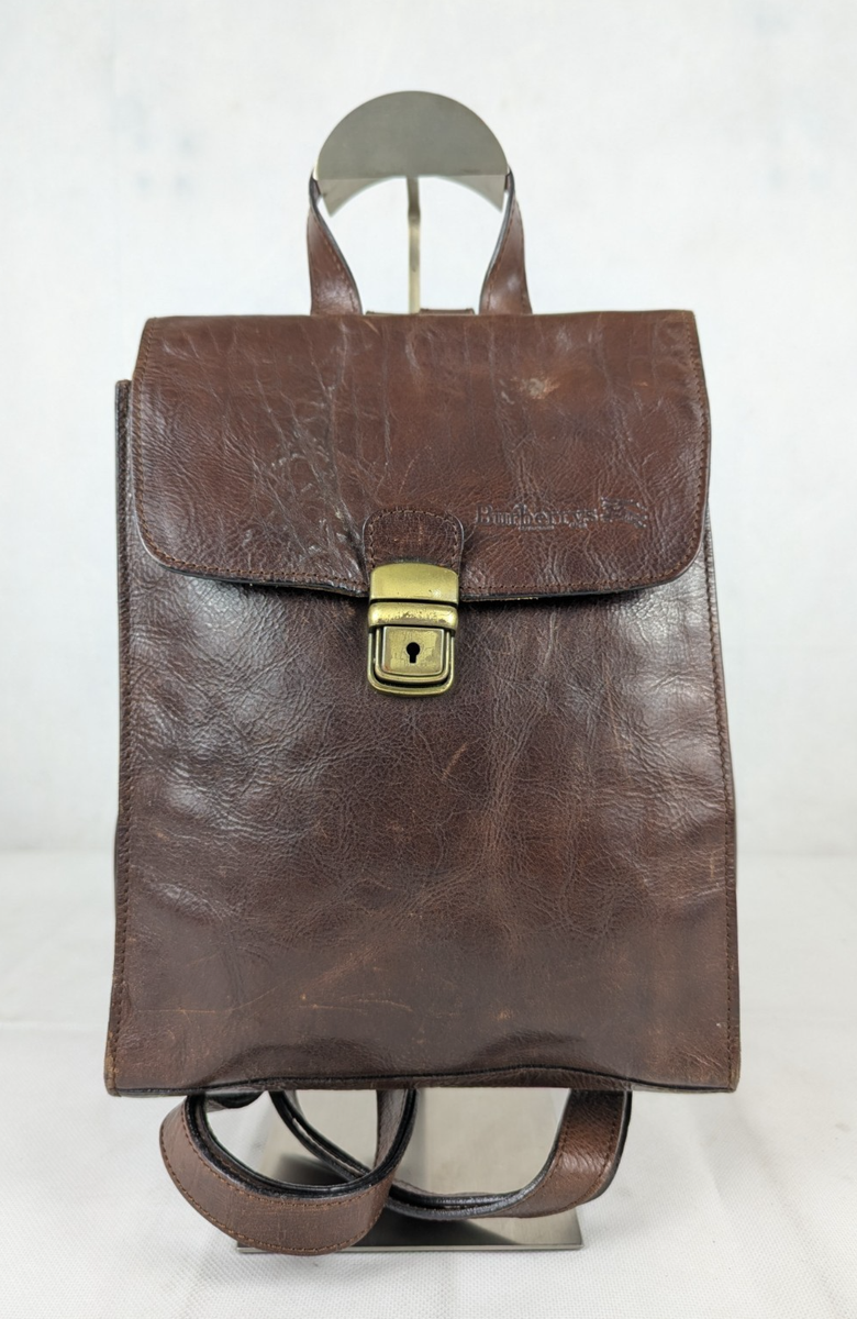 burberry leather backpack Monogram Stripe Print Backpack, Brown Presented in a deep Small Check Backpack in Sand